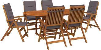 vidaXL Conjunto De Comedor Exterior Con Parasol 8 Uds. Gris Antracita Vidaxl