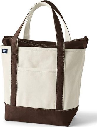 Lands End Zip Top Canvas Tote Bag in Natural/brown Root at Nordstrom, Size Medium