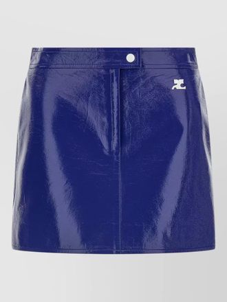 Courr&egrave;ges high waist vinyl skirt button detail