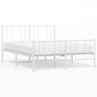 Berkfield Home Metal Bed Frame with Headboard & Footboard White 135x190 cm Double
