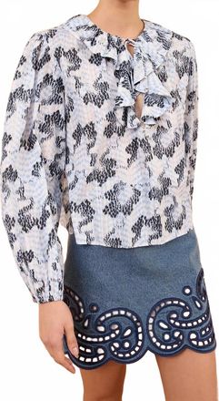 Ulla Johnson Siena Long Sleeve Ruffle Top In Ciel