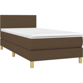 vidaXL Cama Box Spring Colch&oacute;n Y Luces Led Tela Marr&oacute;n Oscuro 80x200cm Vidaxl