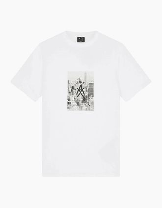 A|X Armani Exchange Mens City Graphic Logo White T-Shirt - Size: 40