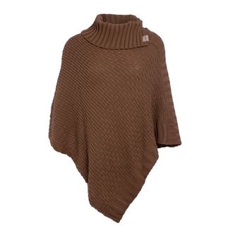 Knit Factory Nicky Knitted Poncho - Premium Knitted Women Poncho - Ladies Cape Coat - Shawls and Wraps - Tobacco - One Size