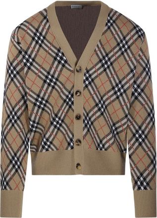 Burberry Cardigans, male, Beige, M, Check Cardigan