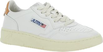 Autry Womens White Low Top Sneakers With Logo Patch Cow Leather Trainers