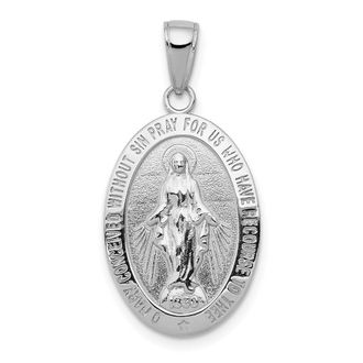 Diamond2Deal 14k White Gold Miraculous Medal Pendant