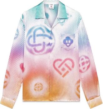 Casablanca Halftone Logo Long Sleeve Zijde Shirt - Heren - Casual Overhemden - Veelkleurig - XL - Overhemden