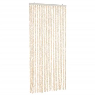 vidaXL Cortina Antimoscas Chenilla Beige Y Blanco 90x200 Cm Vidaxl