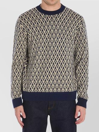 Valentino Garavani jacquard v pattern wool crew neck jumper