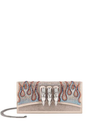 Philipp Plein rhinestone-embellished clutch bag - women - glass/Calf Leather/Metal/Polyester - One Size - Neutrals