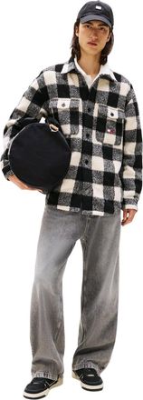 Tommy Jeans Herenoverhemd van geruite flanel met borstzak (Rood, Zwart)