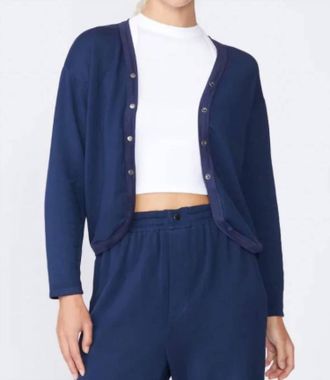 Stateside Softest Fleece Cropped Cardigan In New Navy