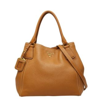 Prada Camel Leather Shoulder Bag Tote Bag (Pre-Owned)