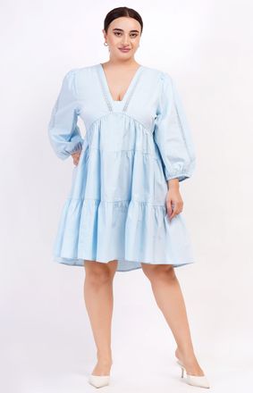 Leota Zariah Empire Waist Mini Dress Wispy Blue