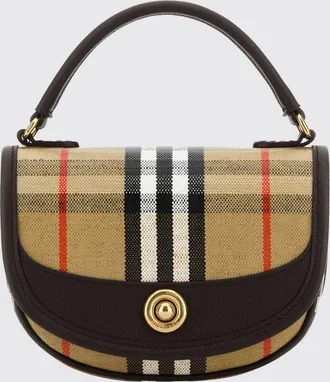 Burberry Mini borsa a mezzaluna Highlands in tela Vintage Check e pelle
