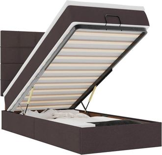 vidaXL Cama Otomana Con Colch&oacute;n Marr&oacute;n Oscuro 90x200 Cm Tela Vidaxl