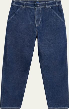 Kiton Mens Contrast-Stitch Raw Denim Jeans