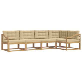 vidaXL Conjunto De Sof&aacute;s De Exterior Con Coj&iacute;n 4 Pcs Y Beige Poli&eacute;ster Vidaxl