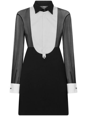 Dsquared2 bib-collar sheer-panelled minidress - women - Silk/Polyester/Polyurethane/Cotton - 42 - Black