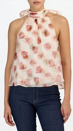Cinq &agrave; Sept Floating Poppies Brennan Top In Gardenia Multi