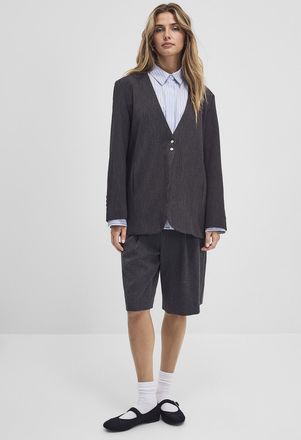 Icone Womens Loose V-neck Blazer Jacketwith small buttons