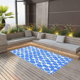 vidaXL Alfombra De Exterior Arakil Azul Y Blanca 190x290 Cm Pp Vidaxl