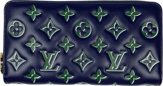 Louis Vuitton Navy Leather Long Wallet (Bi-Fold) (Pre-Owned)