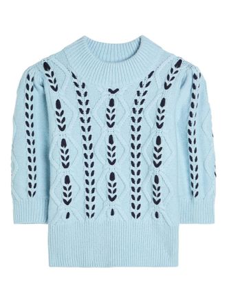 Rails Addy cable-knit short-sleeve sweater - women - Fabric - M - Blue