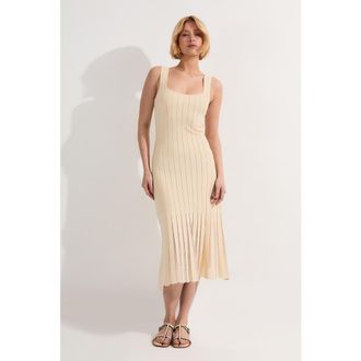 Karen Millen Square Neck Knitted Flippy Dress in Cream at Nordstrom, Size Medium