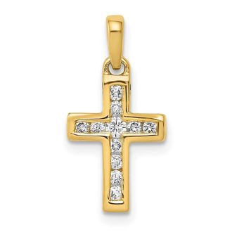Diamond2Deal 10K Gold 1/6ct. Diamond Latin Cross Pendant