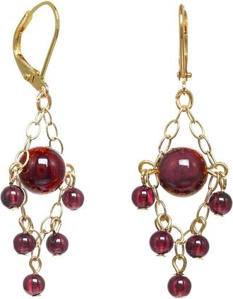 Rachel Reinhardt Jewelry 14K Over Silver Garnet Chandelier Earrings