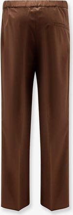 Hev&ograve; Mens Wool Blend Trousers Brown Polyester