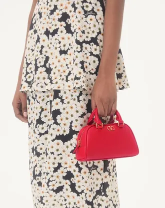 Valentino Garavani Mini Bauletto Vlogo Signature In Vitello Granato Donna ROUGE PUR UNI