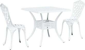 vidaXL Garden Table Set 3 pcs White 80 x 80 x 75 cm Cast Aluminium vidaXL