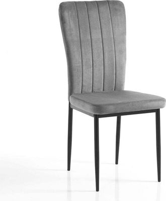 Oresteluchetta Juego De 4 Sillas De Comedor De Terciopelo Y Metal Silly - Gris