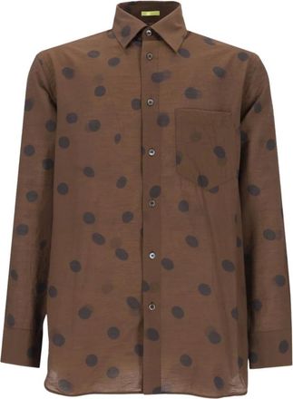 Paul Smith Overhemden, Heren, Bruin, XL, Wol, Viscose Wol Polka Dot Shirt