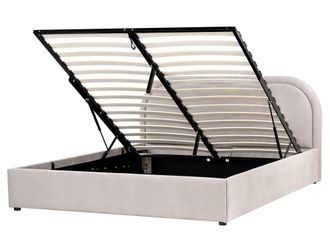 Beliani Cama matrimonial de tejido beige 160x200