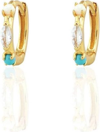 Kris Nations Womens Seaside Spark Huggie Hoop Earrings In Gold