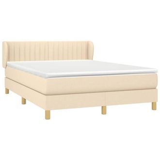 vidaXL Cama Box Spring Con Colch&oacute;n Tela Color Crema 140x200 Cm Vidaxl