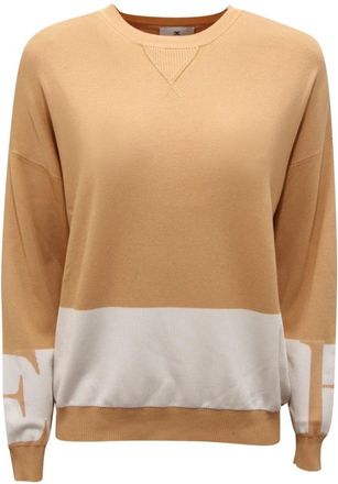 Elisabetta Franchi Mk 01S56E2 Sweater - Dames - Ronde hals truien - Beige - S - Truien & Vesten
