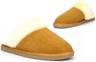 Generic Ladies Real Suede Slippers Ladies Faux Fur Slippers Size 3 Womens Faux Fur Slipper Size 8 Rubber Sole Slipper Suede Upper Slip On Rubber Sole Sizes 3-