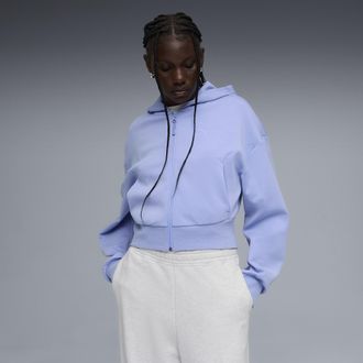 Puma Felpa con cappuccio e zip PUMATECH SENSE da donna, Abbigliamento, Viola, XL