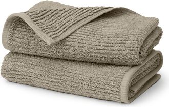 Boll & Branch Set of 2 Ribbed Organic Cotton Hand Towels in Oak at Nordstrom