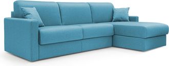 Divani.Store Divani.store - Chris Sof&aacute; Esquinero De 5 Plazas En Tejido Impermeable 268 Cm Izquierdo (mat. 140x197) Azul Claro