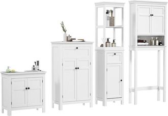 HOMCOM Homcom - Conjunto Incluye 1 Columna De Ba&ntilde;o 1 Mueble Para Debajo Del Lavabo 1 Armario Auxiliar De Ba&ntilde;o 1 Mueble Sobre Inodoro Con Estantes Ajustables