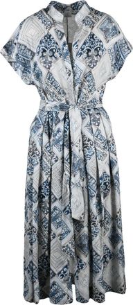 Eleventy Blue Linen Shirt Dress