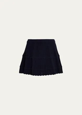 LoveShackFancy Rora Cable-Knit Mini Skirt