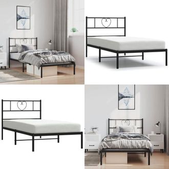 vidaXL Giroletto con Testiera Metallo Nero 100x200 cm - Letto con testata - Letto robusto