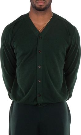 Burberry Relaxed Fit Wool V-Neck Cardigan, Size Medium